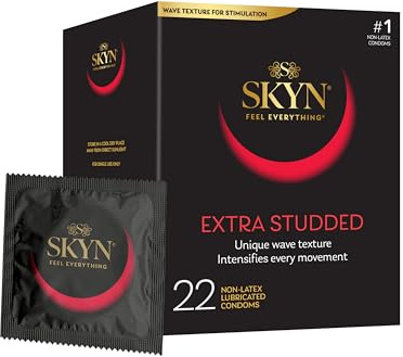 SKYN Extra Studded, 22 Count, Lubricated Latex-Free Condoms, Unique Texture Intensifies Every Moment​