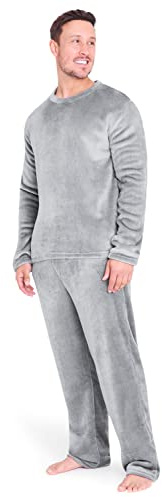 CityComfort Pyjama Homme, Ensemble 2 Pièces Pyjama Chaud Polaire, Combinaison Détente Super Douce Hiver, Cadeau pour Hommes (L, Gris Clair)