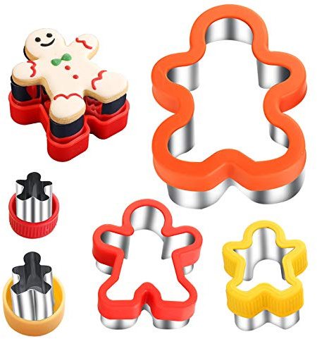 ETERSION Gingerbread Cookie Cutters 5 Pieces 5 Sizes 1 to 4.9 Gingerbread Man Cookie Cutter