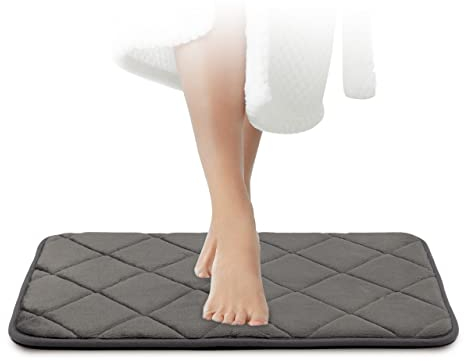 JAWAonline Badezimmerteppich Dunkelgrau - Pflegeleichte Badematte Memoryschaum - Extrem Saugfähiger Badteppich - Badvorleger rutschfest - Waschbarer Bad Teppich Badezimmer - Duschvorleger 40x60cm