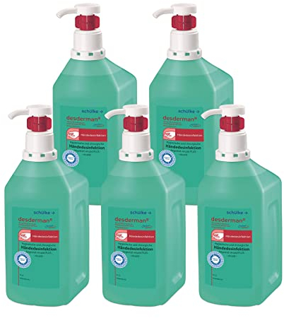 Schülke Desderman | 5 x 1000 ml Hyclick | Händedesinfektionsmittel | Desinfektionsmittel mit integriertem Pumpspender