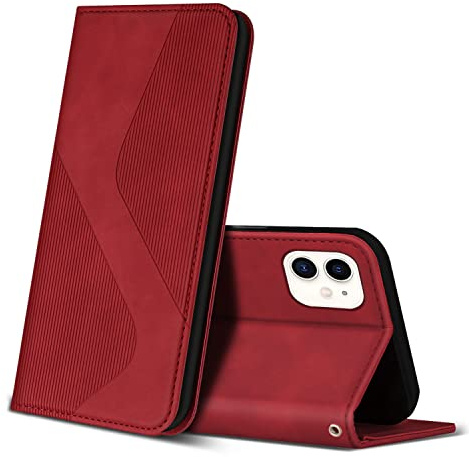 ZONNAVI Coque pour iPhone 11, Premium Étui Housse en Cuir de Protection avec [Emplacements Cartes] [Magnetique], Clapet Folio Portefeuille pour iPhone 11 (Rouge)