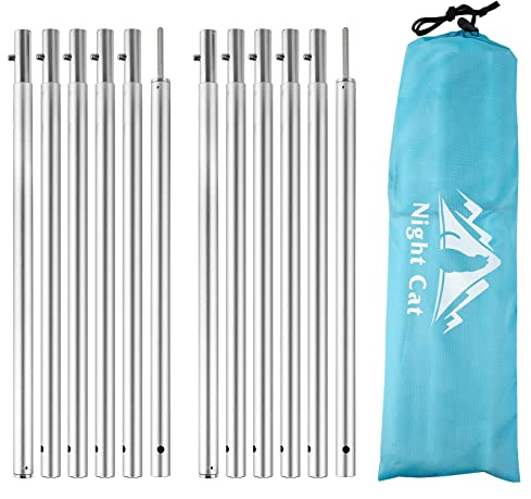 Night Cat Telescopic Tent Trap Poles Adjustable Aluminum Rods for Hammock Trap Canopy Shelter Awning Lightweight Collapsible Tent Poles for Camping Hiking 2 Pieces