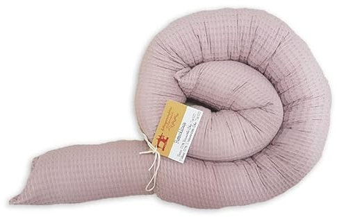 Schlangenmanufaktur® Baby Kuschelschlange Stillkissen Waffelpique Altrosa 300cm x13cm, Handgemacht in Bayern aus Öko-Tex® Materialien, Kopfschutz für Wickeltisch, Nackenrolle