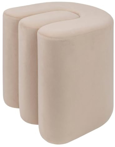 Atmosphera - Pouf Velours Bolan Beige 40x40cm