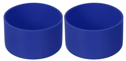 sourcing map Lot de 2 manchons de protection en silicone de 7,5 cm pour bottes de 340,2 à 680,4 g, dessous de bouteille d'eau, accessoires universels pour fond de bouteille, bleu foncé