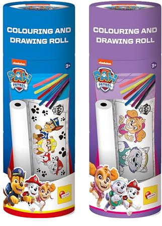 Lisciani - PATRULLA CANINA - Rodillo para colorear y dibujar - Para niños 3 + - Rodillo de papel para colorear con personajes de Paw Patrol - Puntas de fieltro y lápices incluidos - Paw Patrol