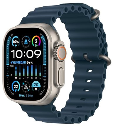 Apple Watch Ultra 2 [GPS + Cellular, 49MM] Boîtier en Titane avec Bracelet Océan Bleu - Taille Unique (Reconditionné)