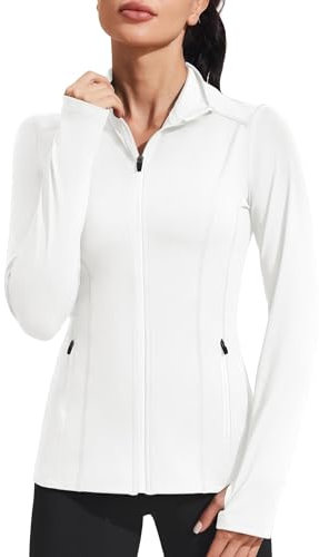 PINSPARK Damen Sportjacken Schmale Passform Trainingsjacke Durchgehender Reißverschluss Laufen Fitnessstudio Yoga Sport Tops mit Taschen