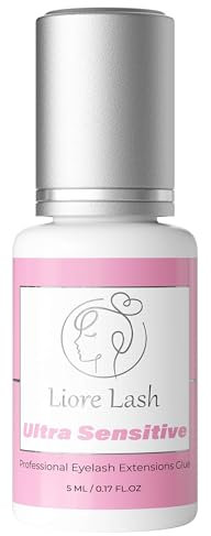 Ultra Sensitive Eyelash Extension Glue Liore Lash/Retention – 3-4 Weeks/No Burn No Irritation Lash Glue/Black Adhesive/Professional Supplies for Classic/Volume Lashes