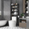 Kalrin Toilettenregal, 4-stufiges Verstellbares Multifunktionsregal für das Bad, Regal Über der Toilette mit Aufbewahrungskörben, Platzsparendes WC-Regal, Leicht zu Montieren (Schwarz)