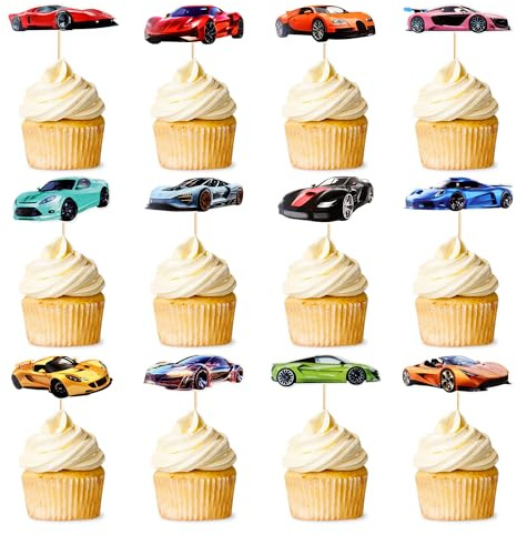 Race Car Cupcake Toppers,24 PCS Cars Cupcake Toppers