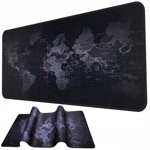 Alfombrilla Raton Grande con Mapa del Mundo - Antideslizante, Resistente y Enrollable | Almohadilla Flexible de Escritorio - Raton o Teclado | Rendimiento y Proteccion (XL - 90x40 cm)