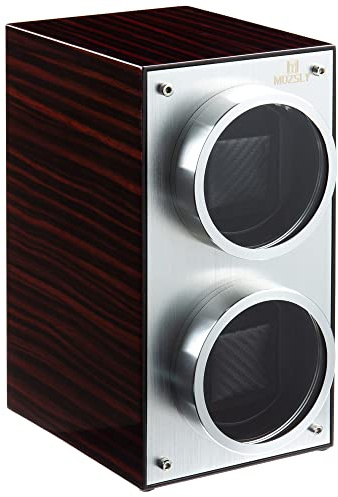 MOZSLY Double remontoir pour montres automatiques avec réglage silencieux du moteur - Marron laqué
