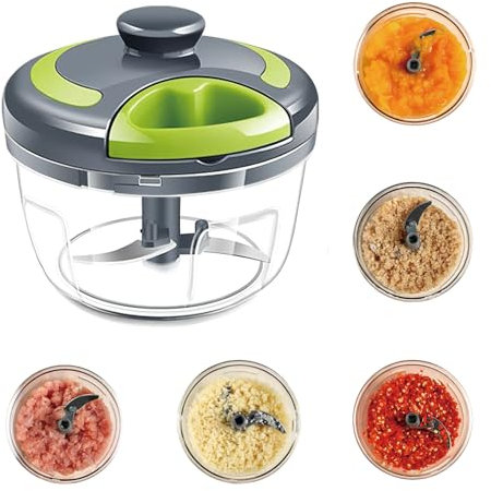 Tritatutto Manuale a Corda, 500ML Trita Verdure Manuale Multifunzionale per Neonati, Tritaverdure Manuales, Tritatutto Manual a Corda, per Tagliare Cipolla, Insalata, Noci, Pesto (verde 500 ML)