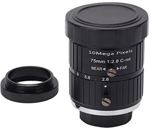 Lente a montaggio Holigie 75mm C, obiettivo zoom focale fisso manuale per la visione industriale a 10 MP telecamere di sorveglianza CCTV compatibili con sensori da 2/3 pollici