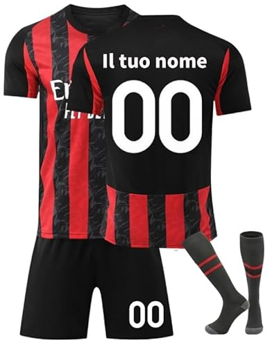 Maglie da Calcio Bambino 2024/2025 Personalizzabile con Nome e Numero a Scelta,Completo da Calcio casa/visitatore con Pantaloncini e Calzini Regali di Calcio per Uomini e Ragazzi