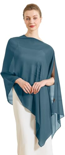 BEAUTELICATE Chal Estola de Gasa Elegante para Mujer Chifón Capa Poncho Ligera para Novias Bodas y Vestidos de Noche-Azul Tinta