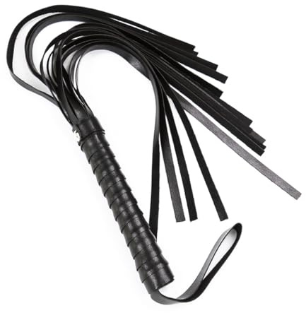VAEIORP Látigo de cuero con flecos, látigo de entrenamiento ecuestre, herramienta de entrenamiento, fusta para equitación al aire libre y práctica diaria (Negro)