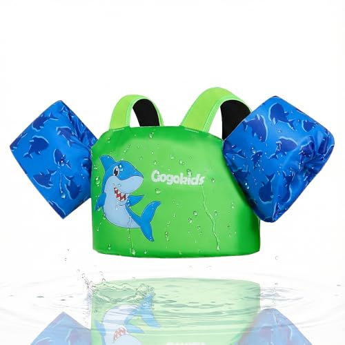 Gogokids Kinder Schwimmflügel Schwimmweste für Babies - Komfortable Schwimmhilfe mit Armbänder für Kinder von 1-6 Jahren,24-66lbs/11-30kg, Schwimmtraining Jacke mit Sicherheitsschnalle & Armärmeln