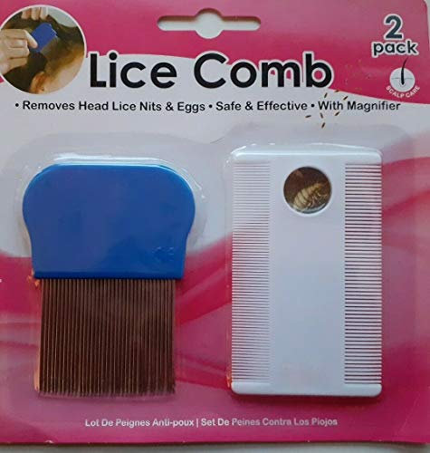 Set di pettini anti pidocchi, per rimuovere pidocchi e uova efficacemente, una spazzola è dotata di lente di ingrandimento