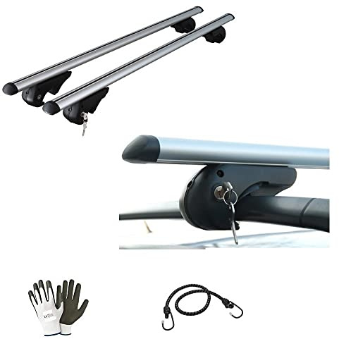 Compatible con Volkswagen Touran I 2014. Barras portaequipajes para techo de coche de 135 cm. Barra de aluminio para coche con raíles no enganchados completamente al techo.