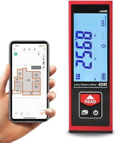 Jadeshay Metro Laser,40Meteri Misuratore Laser Digitale Portatile Misura di Distanza,Telemetro Laser Distanziometro con Display LCD