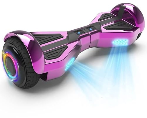 Starship Hoverboard with Bluetooth Speaker, Chrome Color Self Balancing Scooters with Science Fiction Design and 6.5 inch LED Wheels (Chrome Pink)