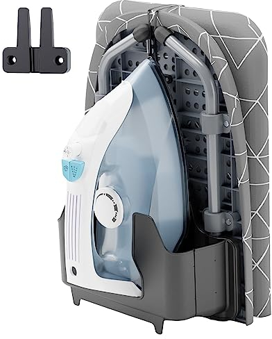 XABITAT D-Crease Planche à Repasser de Table avec Support Mural, Mini Planche à Repasser Pliable et Portable pour économiser de l'espace, avec Support de Fer, Gris