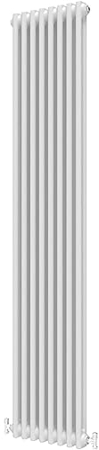 Radbliss Vertical Traditional 2 Column Radiator 1800x380mm White Cast Iron Style Tall Design RAD Central Heating