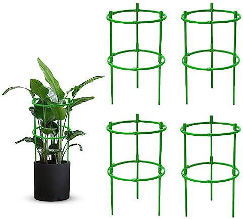 Yaclonq 4 Stück Pflanzenstütze, Pflanzenstützring käfighalter für Kletterpflanzen,Garden Pflanzenpfähle Kunststoffkreis Stützring für Gemüse,Blumen,Rosen,Sedum Pflanzenanbau