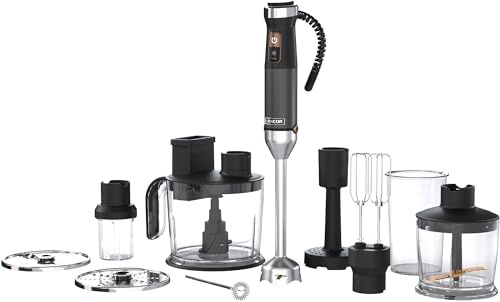 Sencor Batidora de Mano Multifunción Ultra-Potente 10 en 1, 1500W, con Tecnología QuadBlade de Titanio, Control de Velocidad Continuo, Mango Ergonómico y Accesorios Completos - Negro [SHB 6552WH]