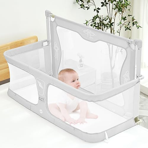 3 i 1 spjälsäng för spädbarn, spjälsäng för babysängar, sovplats vid sängkanten, för samsovplats för spädbarn i sängen, samsovsäng för spädbarn, sovplats för spädbarnssäng med föräldrar(Creamy-white)