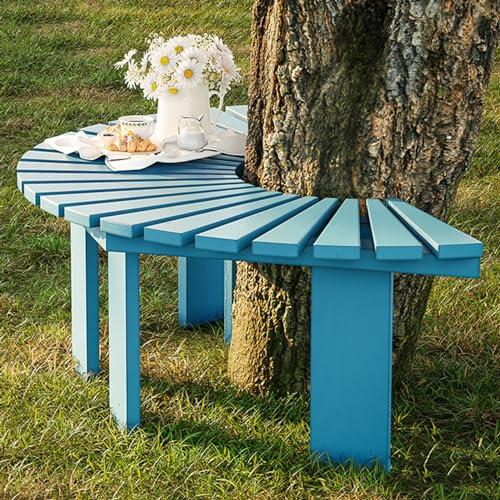 XBDLYQBD Hofbank für den Außenbereich, Gebogene Holzbänke, runde Parkbank, Gartenmöbel, fächerförmige Sitzbank aus Massivholz mit Lattenrost, halbrunde Baumbank ohne Rückenlehne