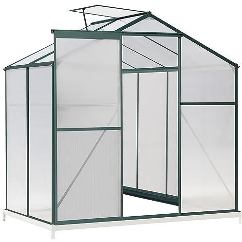 XEMQENER 4x6 FT Polycarbonate Greenhouse with Base