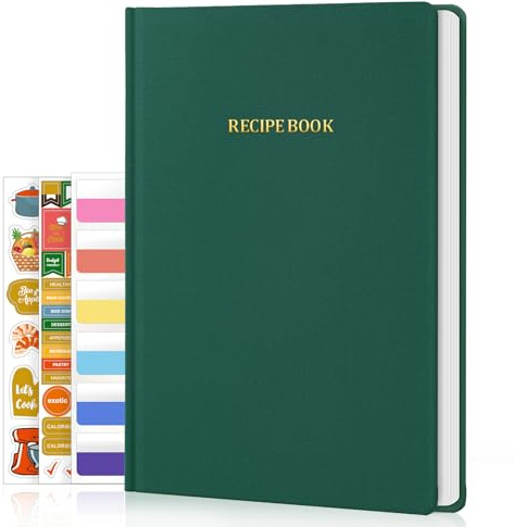 WEMATE Ricettario per scrivere le tue ricette, libro di ricette con copertina rigida bianca con 168 pagine, 15,2 x 20,3 cm, diario di ricette per la famiglia, libro di cucina vuoto per organizzare le