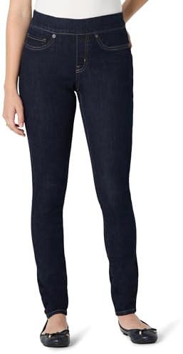 Amazon Essentials Jegging à Enfiler en Denim Extensible pour Femme, Taille mi-Haute, délavé, Taille 48