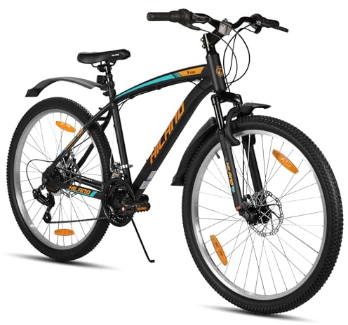 HILAND Mountain Bike 26”, 18 Velocità, MTB per Uomo e Donna, Freni a Disco Doppi, Forcella Ammortizzata, Bicicletta da Montagna per Adulti, Arancione