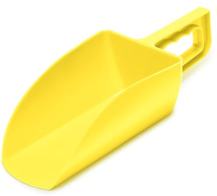 Garronda Sessola in plastica robusta 1 kg per mangimi animali, cereali, semi – Misurino largo da alimentazione animali, paletta dosatrice ideale nei sacchi GD-0153 (Giallo)