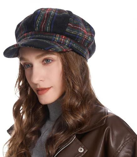 ZYLC Casquette Chaude à visière Béret Bonnet d'hiver Bonnet Ballon Design Classique, Bleu foncé, Taille Unique