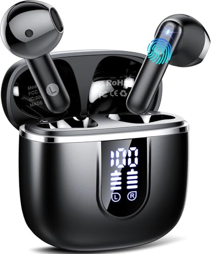 Wireless Earbuds, 2026 Bluetooth 5.4 Earphones In Ear 3D Stereo, Bluetooth Headphones with 4 ENC Noise Cancelling Mic, 40H Deep Bass IP7 Waterproof Headset Comfortable Earbuds for Work, Sport USB-C