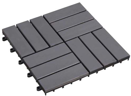 vidaXL Tile de Decking 10 pcs Gris 30 x 30 cm Madera de Acacia, Suelo de acacia, baldosa cuadrada moderna, sala de estar, piso duradero, toque elegante en el diseño del hogar