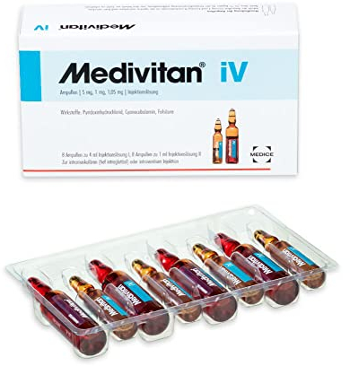 Medivitan iV 8 Doppel-Ampullen bei Vitamin B-Mangel & Erschöpfung - für neue Vitalität & neue Energie - schnell, direkt & lang anhaltend