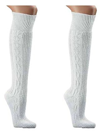 Wowerat Chaussettes traditionnelles (1 paire) - Motif torsadé en blanc pur, Blanc., 43-46