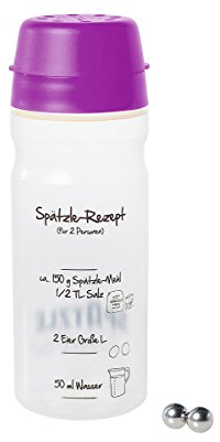 Spätzle-Shaker (LILA) für 2 Portionen selbstgemachte Spätzle (675ml) Spätzlepresse und Mixer in einem Fürs einfache Spätzle machen Das patentierte Original