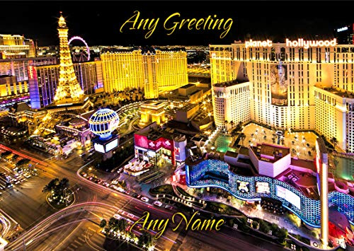 Personalised Las Vegas City Greeting Card (Birthday, Mothers Day, Fathers Day, Christmas, Blank) - Custom Card for Him Her Male Female Family Kids