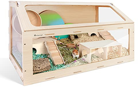 Niteangel Vista Hamsterbur, med bländöppning, bur, MDF och Aspen för små djur, för syriska dvärghamstrar, Degus (103,4 x 57,7 x 58,2 cm)
