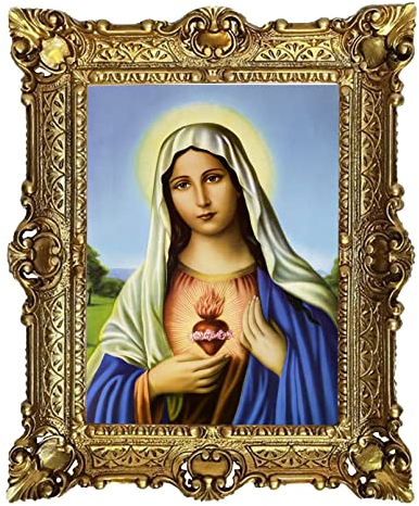 Generisch Gemälde Wandbild 56x46 cm Maria Magdelena Herz Wand Bild mit Rahmen BAROCK Heilige Bilder 50B