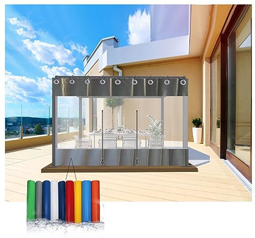 Bâche en PVC avec Fermeture À Glissière, Rideau Extérieur Imperméable, avec Porte Zippée Bâche Transparente, Taille Personnalisable ,pour Facade Avant, Pergola, Cabana ( Size : H2xW2m/H6.5xW6.5ft )
