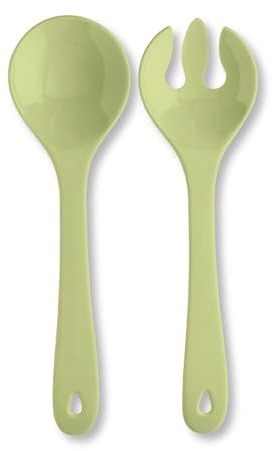 Spoddy Posate per insalata in plastica (31 cm, 2 pezzi, verde) – Posate in plastica con cucchiaio per insalata e forchetta per insalata (lavabili in lavastoviglie e resistenti al calore fino a 100 °C)